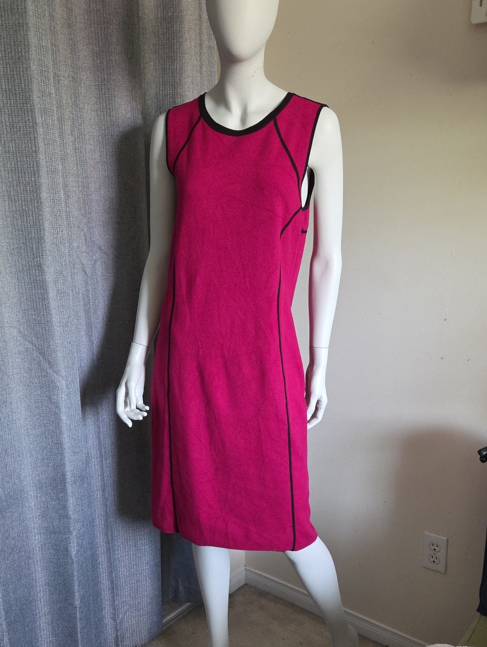 Michael Kors Fuchsia and Black Trim Sleeveless Knit Dress
